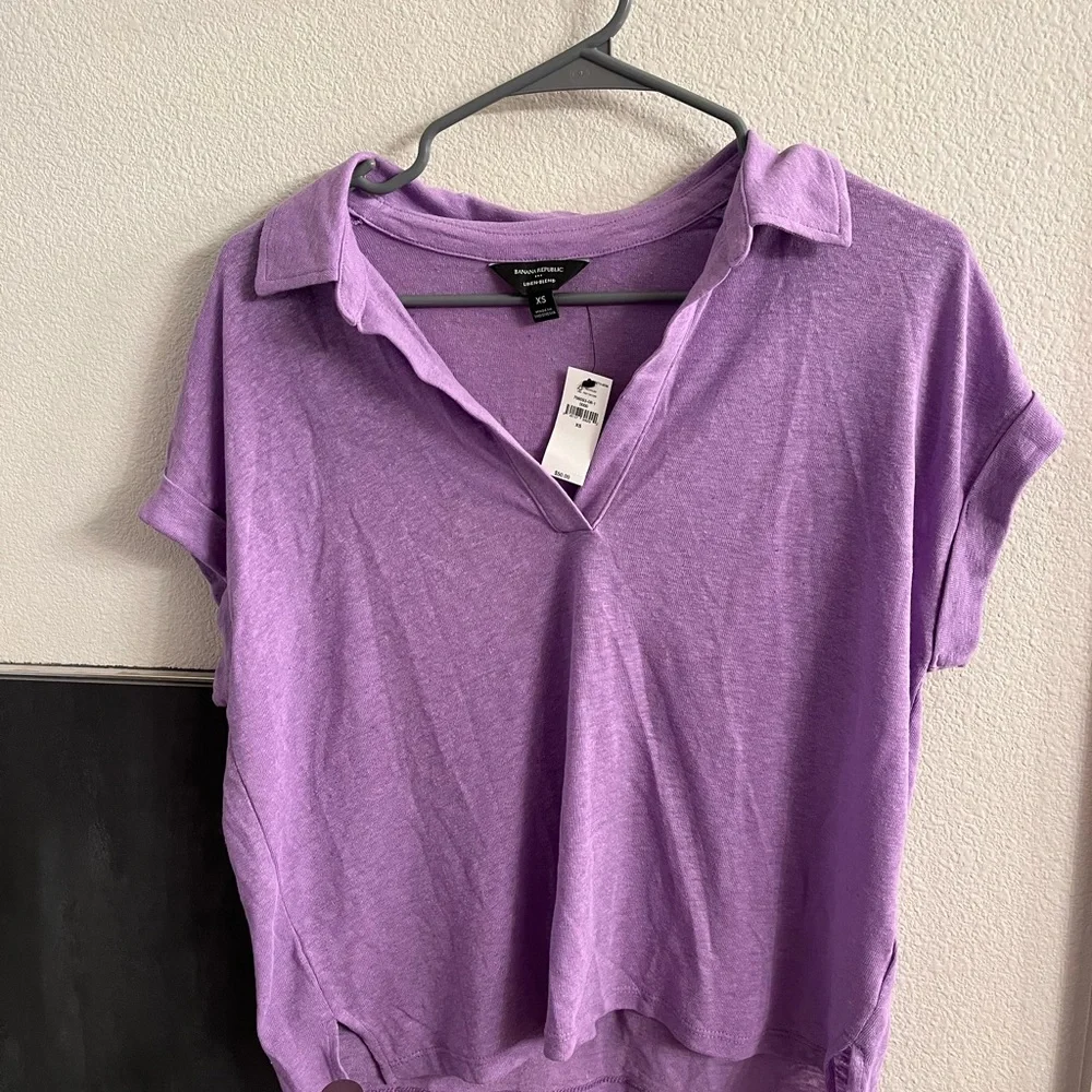 Banana Republic Factory Women's light purple Polo linen blend - Picture 2 of 5